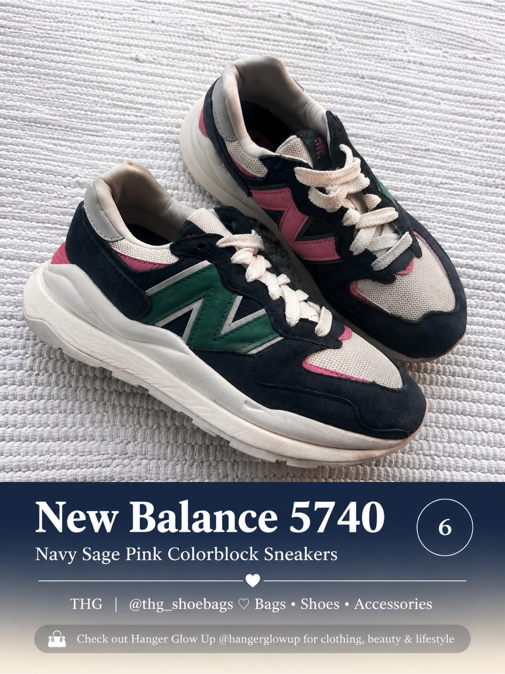 New Balance 5740 Navy Pink Green Chunky Sneakers Women’s Size 6 Retro